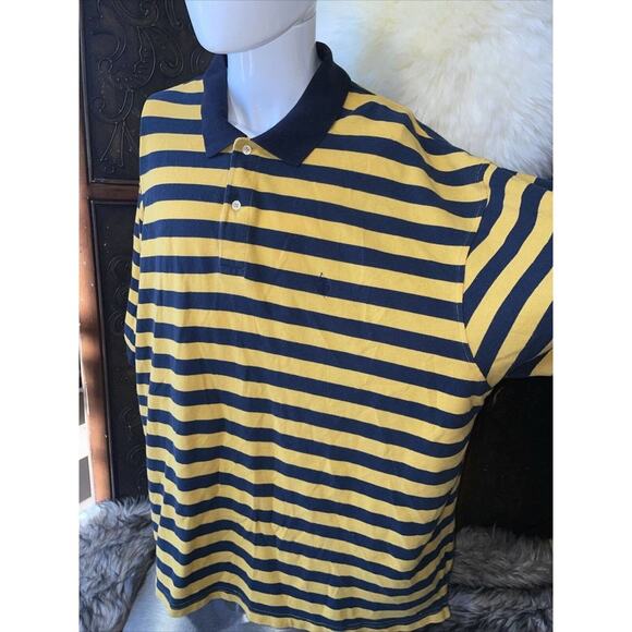 U.S.‎ Polo Assn Navy Blue and Yellow Striped Men's Shirt Size 4XL - Picture 2 of 5